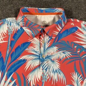 Scales Gear Palm City Hawaiian Golf Polo Shirt Mens S Stretch Fabric Colorful